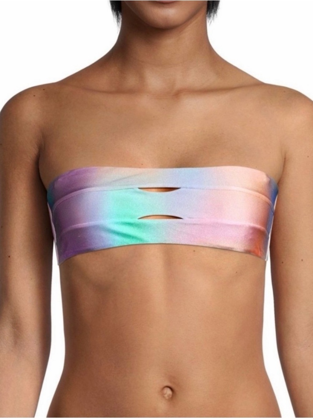 PQ Swim Pastel Rainbow Bandeau Bikini Top - Pink, Purple, Blue, Green, Peach